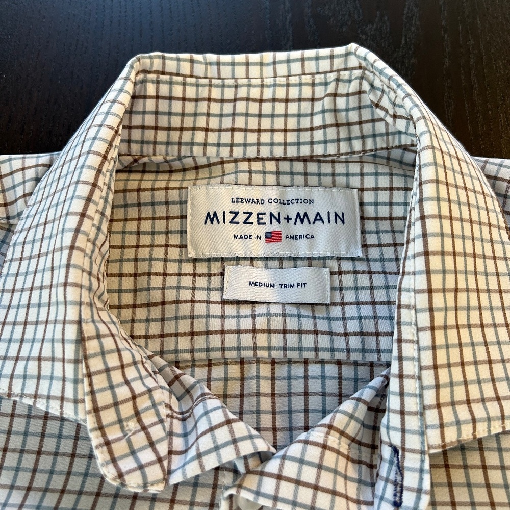 Mizzen and Main Leeward Brown and Blue Checked Shirt - Medium Trim Fit